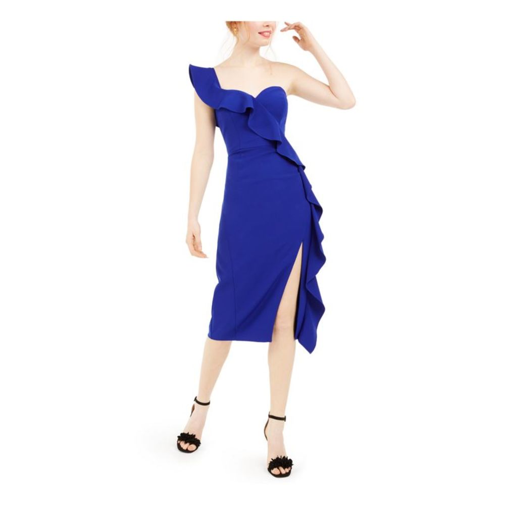 AIDAN AIDAN MATTOX Womens Blue Sleeve Short Sleeve Sheath Dress 10